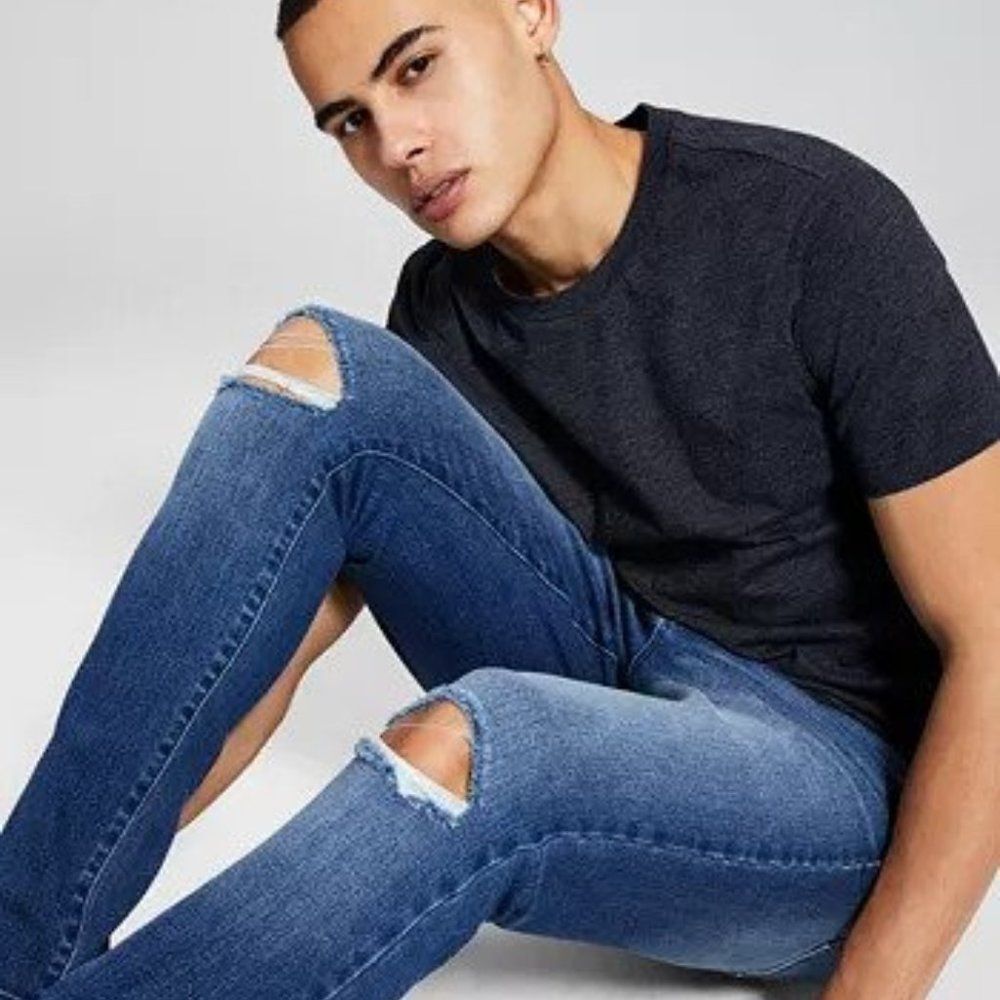 And Now This Men's Maximum Stretch Ripped Skinny Jeans